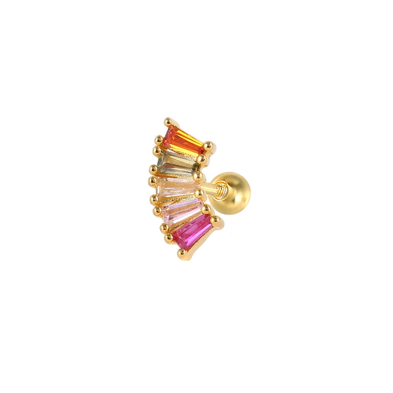 ROXI S925 Silver Fashion Colorful Rectangular Zircon 18k Gold Plated Piercing Stud Earrings