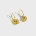 FUAMAY Chunky Large Micro Inlay Tourmaline CZ Hoop Earrings Irregular Lotus Leaf Texture Drop Earring Jewellery