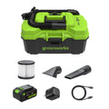 24V 3.5-Gal AC/DC Wet/Dry Vacuum: 4.0 Ah USB-C Battery and 30W Charger
