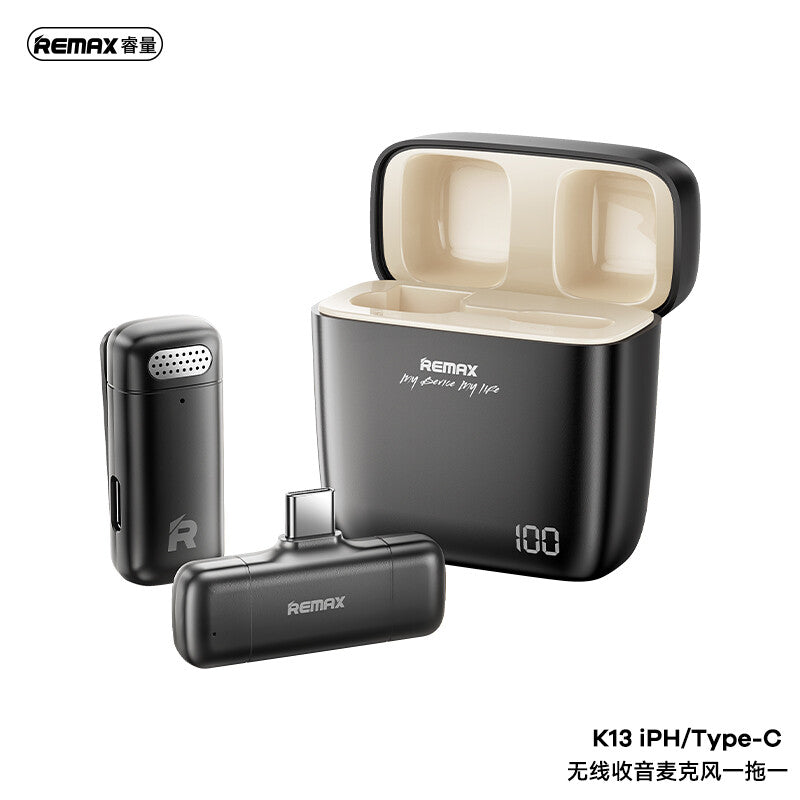 REMAX K13 1-to-1 USB-C Wireless Radio Microphone - Black MegaBDM