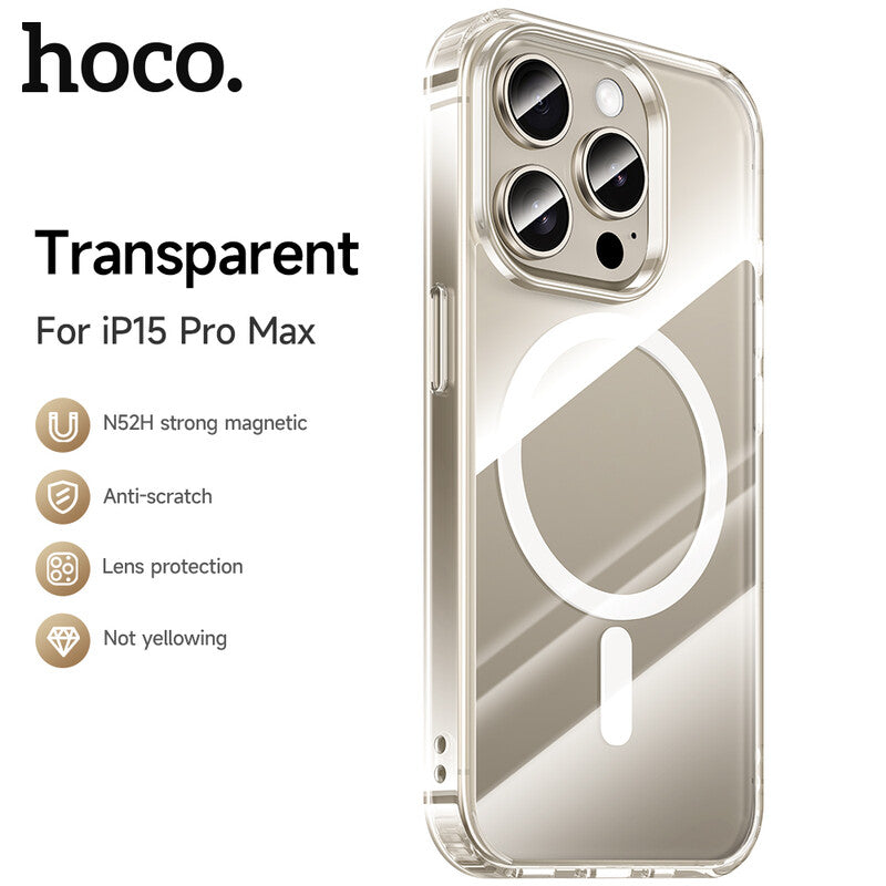 HOCO Magnetic Series Airbag Protective Phone Case - iPhone 15 Pro Max - Transparent MegaBDM