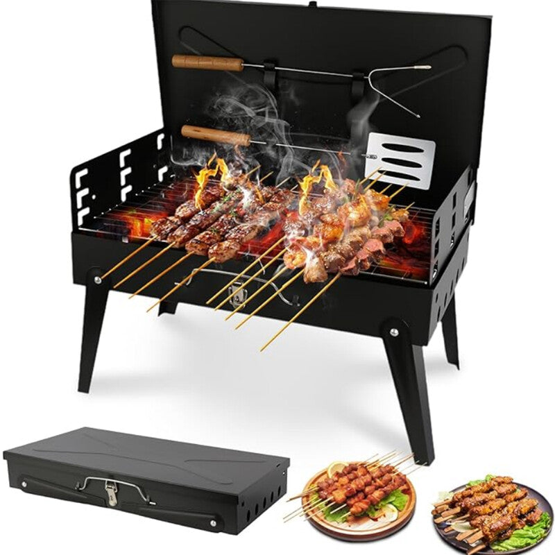 Huacan Outdoor folding barbecue grill with built-in barbecue toolbox style grill, barbecue rack, stall grill, 1 piece MegaBDM