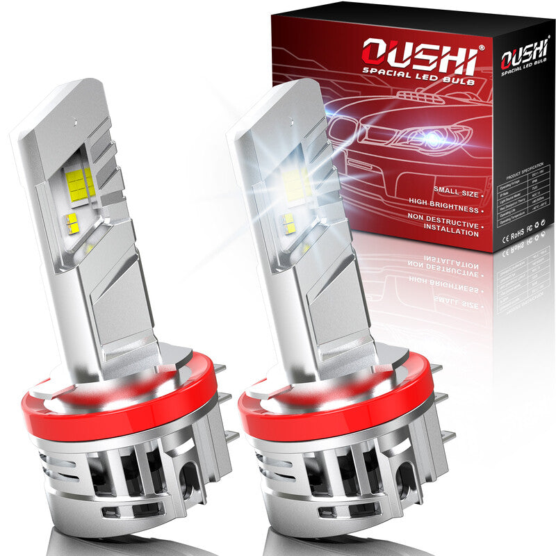 OUSHI H15 LED High Beam Headlight Bulb and Daytime Running Light, Upgraded 600% 6500K Xenon White 1:1 Mini Size H15 LED Bulbs, 30000LM Plug and Play, Pack of 2 MegaBDM