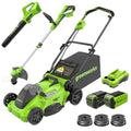 40V 16" Cordless Battery Push Mower 3pc Combo Kit, 4Ah Battery, 2Ah Battery and Charger MegaBDM
