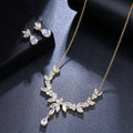 Wholesale Cubic Zirconia Wedding Jewelry Bridal Gold Bride Earrings Set and Necklace