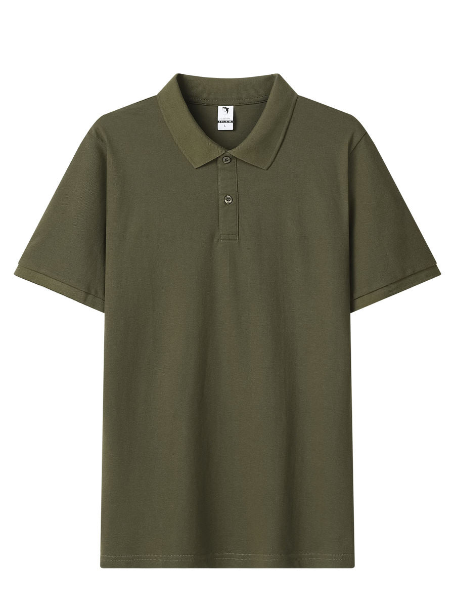 Custom Logo Men’s 100% Cotton Polo Golf Shirt – Short Sleeve, Half Button – EU Local Stock
