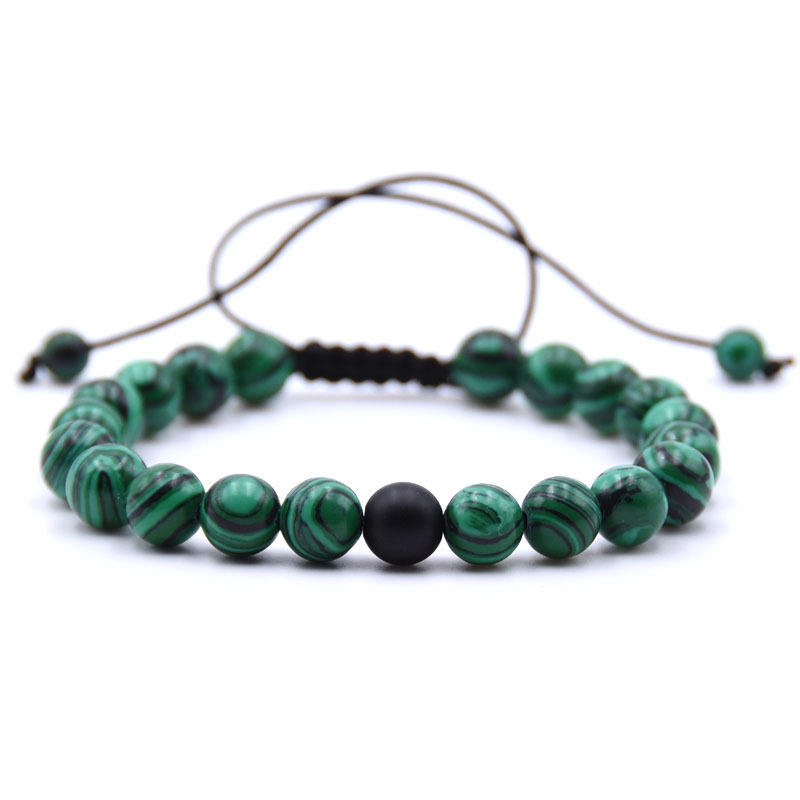 Matte Black Onyx & Malachite Healing Gemstone Bracelet — Wholesale Couples & Gift
