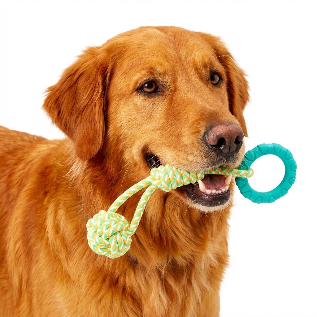 TPR Chew Ring & Rope Tug Dog Toy – Durable Interactive Teething Toy for Aggressive Chewers – EU Local Stock