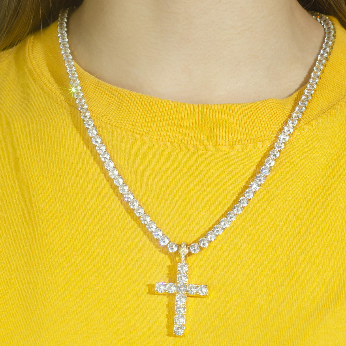 Wholesale Price 1.2Inch Moissanite Cross Pendant Hip Hop Style Round Brilliant Cut Moissanite 925 Silver Hip Hop Pendan
