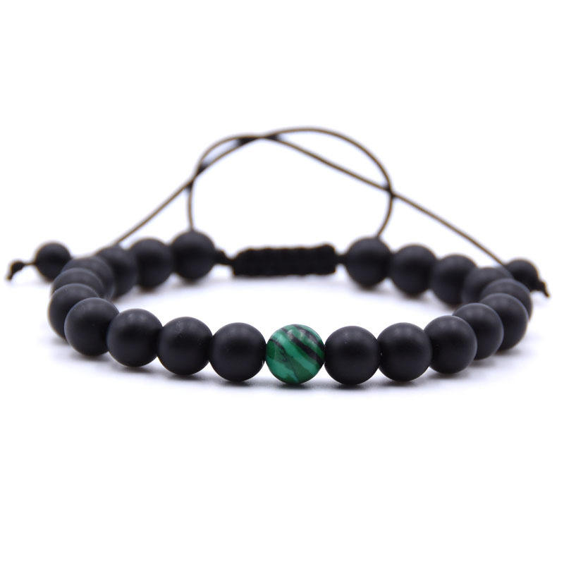 Matte Black Onyx & Malachite Healing Gemstone Bracelet — Wholesale Couples & Gift