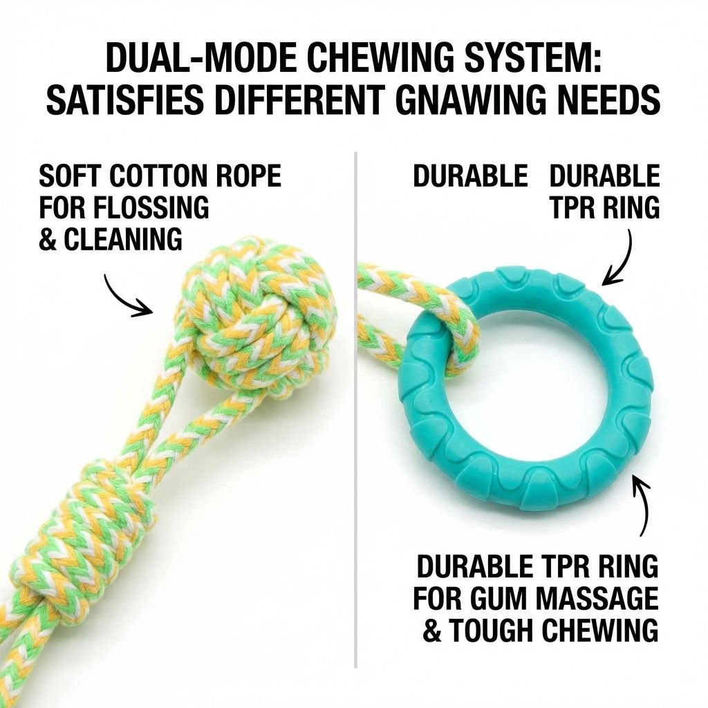 TPR Chew Ring & Rope Tug Dog Toy – Durable Interactive Teething Toy for Aggressive Chewers – EU Local Stock