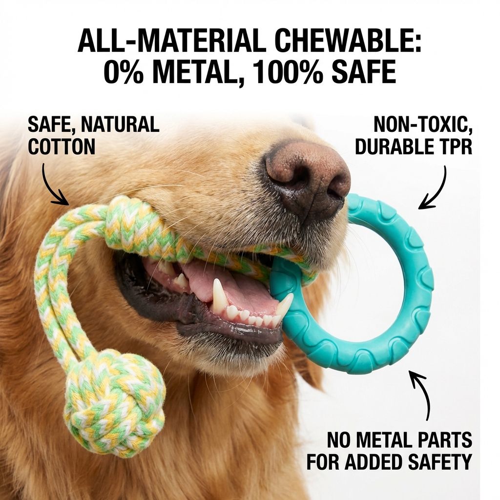 TPR Chew Ring & Rope Tug Dog Toy – Durable Interactive Teething Toy for Aggressive Chewers – EU Local Stock