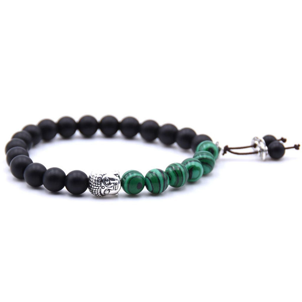 Matte Black Onyx & Malachite Healing Gemstone Bracelet — Wholesale Couples & Gift