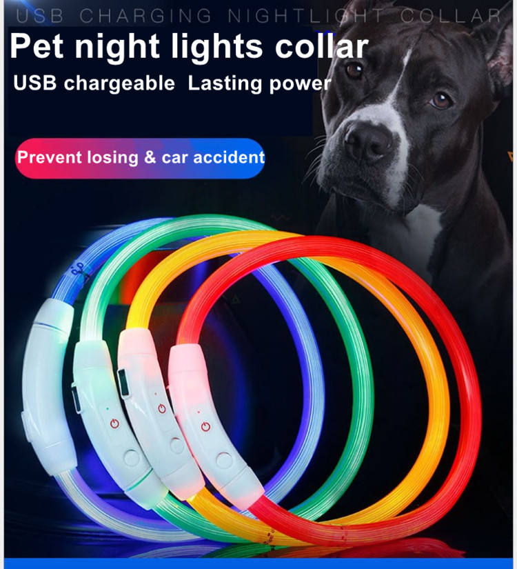 USB Rechargeable Waterproof Dog Collar – Flashing Light & Reflective Strips for Night Safety – EU Local Stock