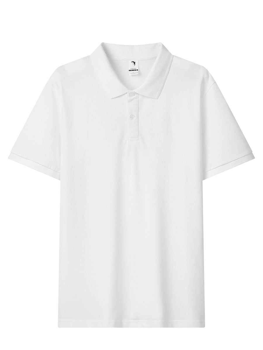 Custom Logo Men’s 100% Cotton Polo Golf Shirt – Short Sleeve, Half Button – EU Local Stock