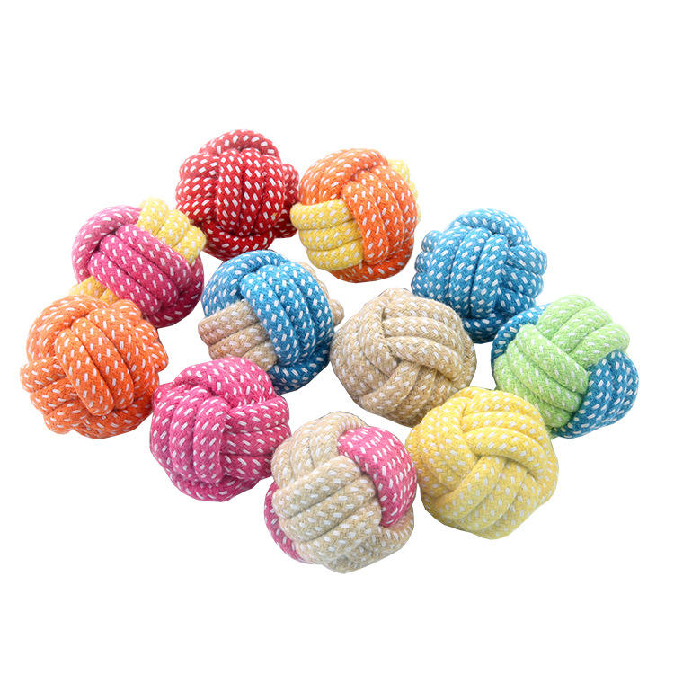 Pastel Rope Ball Dog Chew Toy – Interactive Dental Cleaning Toy for Aggressive Chewers – EU Local Stock