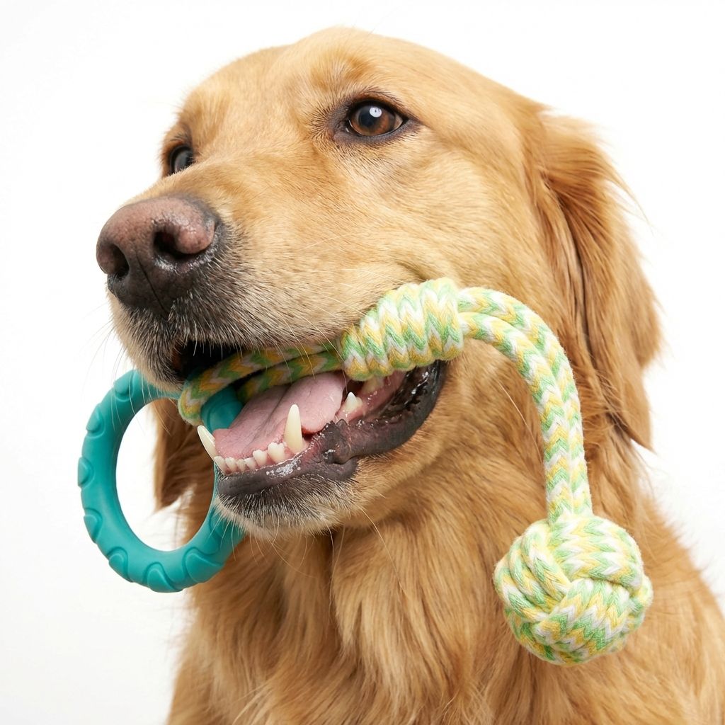 TPR Chew Ring & Rope Tug Dog Toy – Durable Interactive Teething Toy for Aggressive Chewers – EU Local Stock